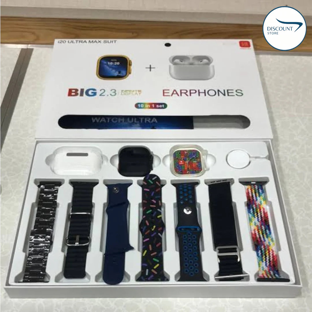 “i20 Ultra Smartwatch + True Wireless Earbuds – Style & Tech in One
